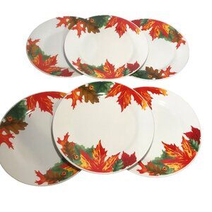 Set Of 6 Royal Norfolk Premier International Leaf Patterned Dinner Plates 10.25"